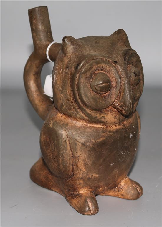 A pottery owl jug in pre-Columbian style